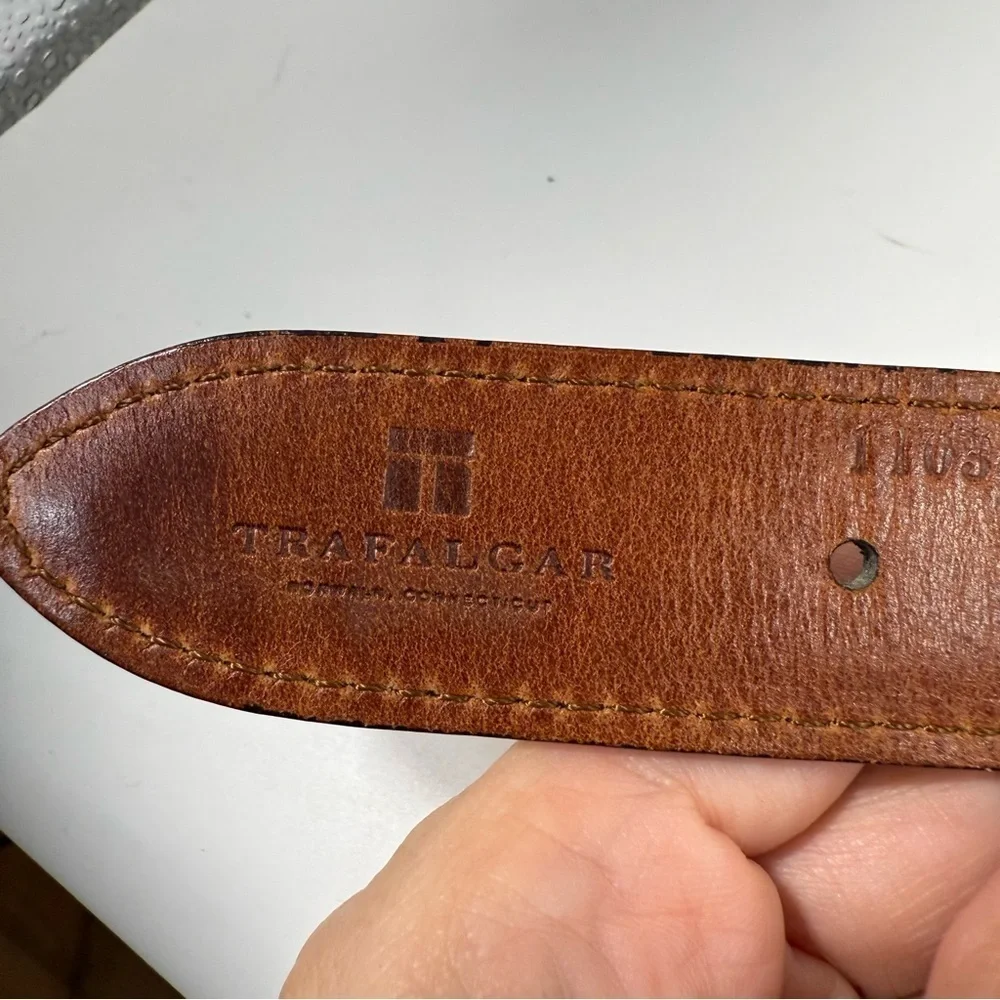 Trafalgar canvas leather belt handcrafted in USA size 42-44.5”